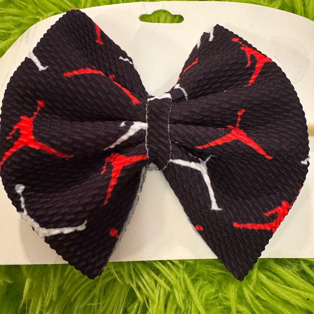 Charming Black and Red Kids Hair Bow Basketball Headband